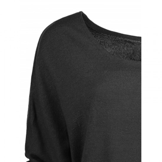 Scoop Neck Asymmetrical Long Sleeve Sweater